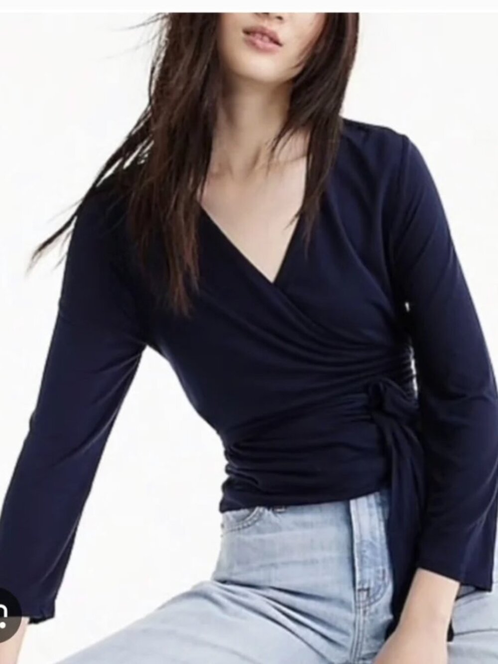 J. Crew Wrap Top 3/4 Sleeve - Navy